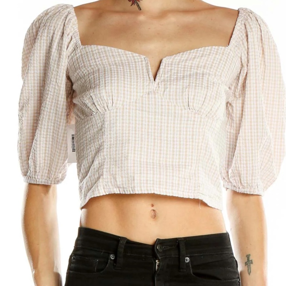 Abercrombie Gingham Puff Sleeve Top